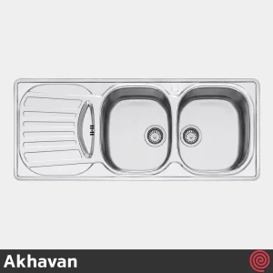 سینک ظرفشویی اخوان مدل Akhavan 19-50 | دو لگنه فانتزی توکار