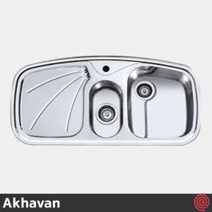 سینک ظرفشویی اخوان مدل Akhavan 88-50 | یک و نیم لگنه فانتزی توکار