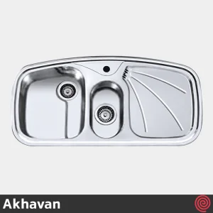 سینک ظرفشویی اخوان مدل Akhavan 88-50 | یک و نیم لگنه فانتزی توکار