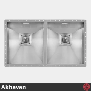 سینک ظرفشویی اخوان مدل Akhavan 410-40 | دو لگنه زیرکابینتی