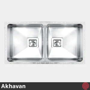 سینک ظرفشویی اخوان مدل Akhavan 412-40 | دو لگنه زیرکابینتی