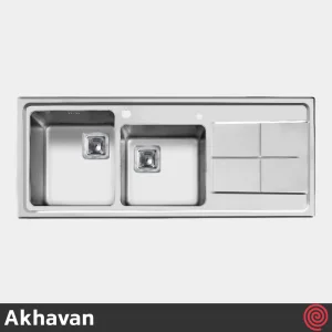 سینک ظرفشویی اخوان مدل Akhavan 300-51 | دو لگنه باکسی توکار