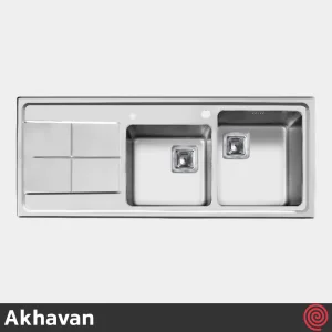 سینک ظرفشویی اخوان مدل Akhavan 300-51 | دو لگنه باکسی توکار