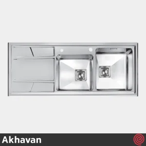 سینک ظرفشویی اخوان مدل Akhavan 302-51 | دو لگنه باکسی توکار