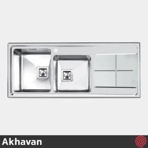سینک ظرفشویی اخوان مدل Akhavan 300S-51 | دو لگنه باکسی توکار