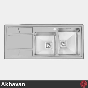 سینک ظرفشویی اخوان مدل Akhavan 302S-51 | دو لگنه باکسی توکار