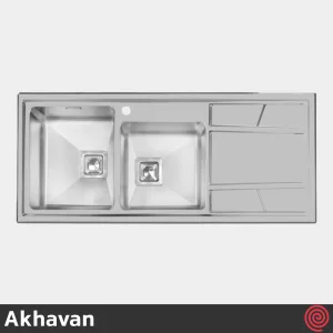 سینک ظرفشویی اخوان مدل Akhavan 302S-51 | دو لگنه باکسی توکار