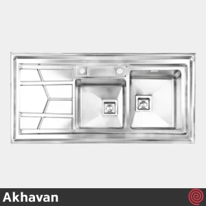 سینک ظرفشویی اخوان مدل Akhavan 303-60 | دو لگنه باکسی روکار