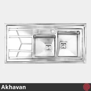 سینک ظرفشویی اخوان مدل Akhavan 303S-60 | دو لگنه باکسی روکار