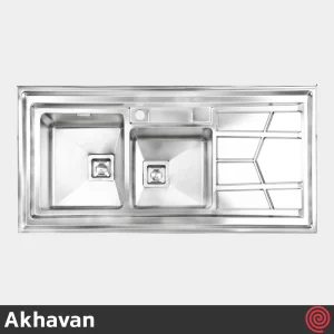 سینک ظرفشویی اخوان مدل Akhavan 303S-60 | دو لگنه باکسی روکار