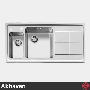 سینک ظرفشویی اخوان مدل Akhavan 306-51 | یک و نیم لگنه باکسی توکار