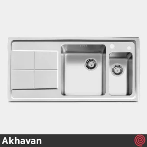 سینک ظرفشویی اخوان مدل Akhavan 306-51 | یک و نیم لگنه باکسی توکار