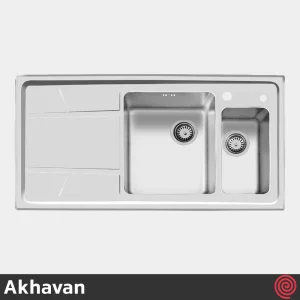 سینک ظرفشویی اخوان مدل Akhavan 308-51 | یک و نیم لگنه باکسی توکار