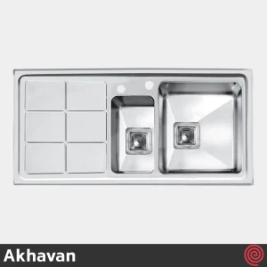سینک ظرفشویی اخوان مدل Akhavan 310-51 | یک و نیم لگنه باکسی توکار