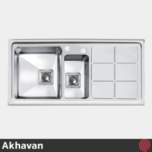 سینک ظرفشویی اخوان مدل Akhavan 310-51 | یک و نیم لگنه باکسی توکار