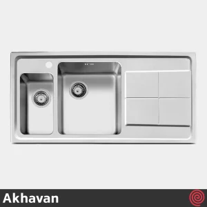 سینک ظرفشویی اخوان مدل Akhavan 306S-51 | یک و نیم لگنه باکسی توکار