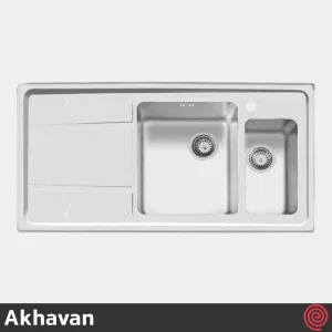 سینک ظرفشویی اخوان مدل Akhavan 308S-51 | یک و نیم لگنه باکسی توکار