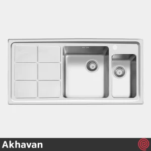 سینک ظرفشویی اخوان مدل Akhavan 310S-51 | یک و نیم لگنه باکسی توکار