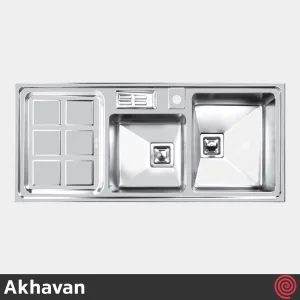 سینک ظرفشویی اخوان مدل Akhavan 318S-52 | دو لگنه باکسی توکار