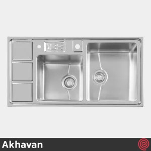 سینک ظرفشویی اخوان مدل Akhavan 328-50 | دو لگنه باکسی توکار