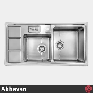 سینک ظرفشویی اخوان مدل Akhavan 328S-50 | دو لگنه باکسی توکار