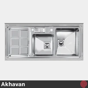 سینک ظرفشویی اخوان مدل Akhavan 320-60 | دو لگنه باکسی روکار