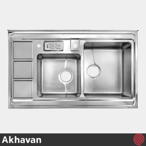 سینک ظرفشویی اخوان مدل Akhavan 322-60 | دو لگنه باکسی روکار