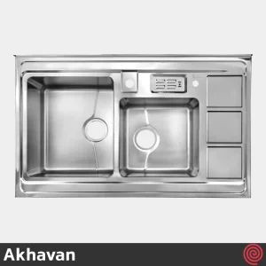 سینک ظرفشویی اخوان مدل Akhavan 322-60 | دو لگنه باکسی روکار