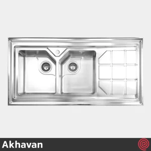 سینک ظرفشویی اخوان مدل Akhavan 325S-60 | دو لگنه باکسی روکار