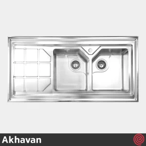 سینک ظرفشویی اخوان مدل Akhavan 325S-60 | دو لگنه باکسی روکار