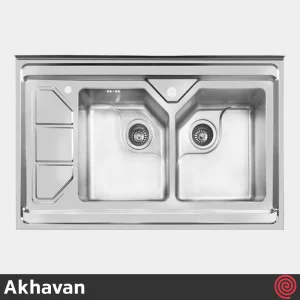 سینک ظرفشویی اخوان مدل Akhavan 378-60 | دو لگنه باکسی روکار