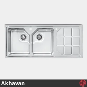 سینک ظرفشویی اخوان مدل Akhavan 324-51 | دو لگنه باکسی توکار
