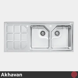 سینک ظرفشویی اخوان مدل Akhavan 324-51 | دو لگنه باکسی توکار