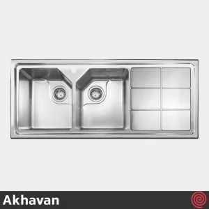 سینک ظرفشویی اخوان مدل Akhavan 324S-51 | دو لگنه باکسی توکار