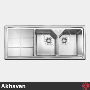 سینک ظرفشویی اخوان مدل Akhavan 324S-51 | دو لگنه باکسی توکار