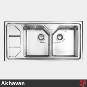 سینک ظرفشویی اخوان مدل Akhavan 326-51 | دو لگنه باکسی توکار
