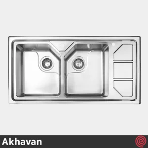 سینک ظرفشویی اخوان مدل Akhavan 326-51 | دو لگنه باکسی توکار