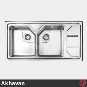 سینک ظرفشویی اخوان مدل Akhavan 326S-51 | دو لگنه باکسی توکار