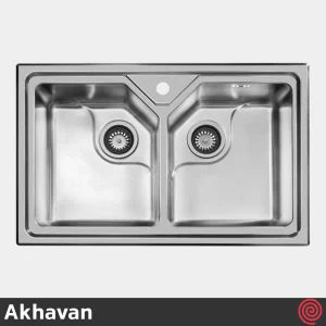 سینک ظرفشویی اخوان مدل Akhavan 358-50 | دو لگنه باکسی توکار