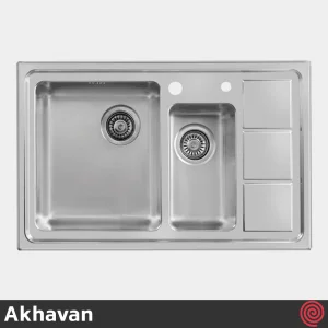 سینک ظرفشویی اخوان مدل Akhavan 376-50 | یک و نیم لگنه باکسی توکار