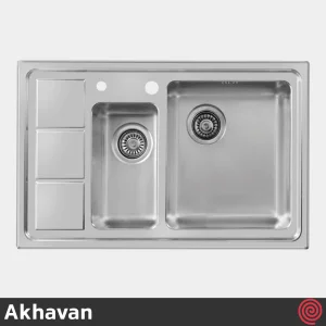 سینک ظرفشویی اخوان مدل Akhavan 376-50 | یک و نیم لگنه باکسی توکار
