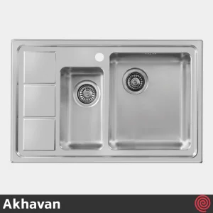 سینک ظرفشویی اخوان مدل Akhavan 376S-50 | یک و نیم لگنه باکسی توکار