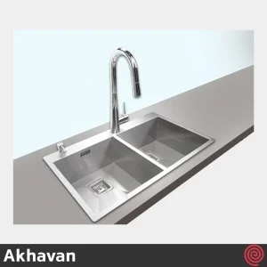 سینک ظرفشویی اخوان مدل Akhavan 335-50 | دو لگنه فلاش مونت باکسی توکار