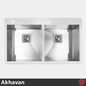 سینک ظرفشویی اخوان مدل Akhavan 335-50 | دو لگنه فلاش مونت باکسی توکار