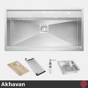 سینک ظرفشویی اخوان مدل Akhavan 352-50 | تک لگنه فلاش مونت باکسی توکار