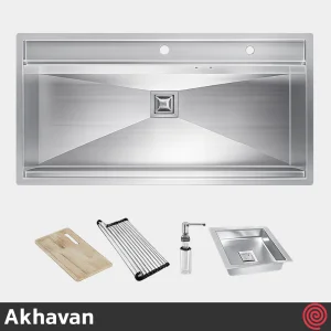 سینک ظرفشویی اخوان مدل Akhavan 353-52 | تک لگنه فلاش مونت باکسی توکار