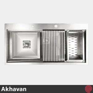 سینک ظرفشویی اخوان مدل Akhavan 355-52 | تک لگنه فلاش مونت باکسی توکار