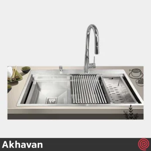 سینک ظرفشویی اخوان مدل Akhavan 355-52 | تک لگنه فلاش مونت باکسی توکار