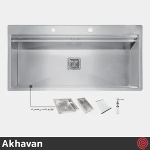 سینک ظرفشویی اخوان مدل Akhavan 356-52 | تک لگنه فلاش مونت باکسی توکار