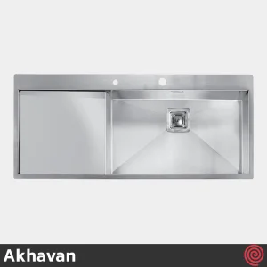 سینک ظرفشویی اخوان مدل Akhavan 359-50 | دو لگنه فلاش مونت باکسی توکار